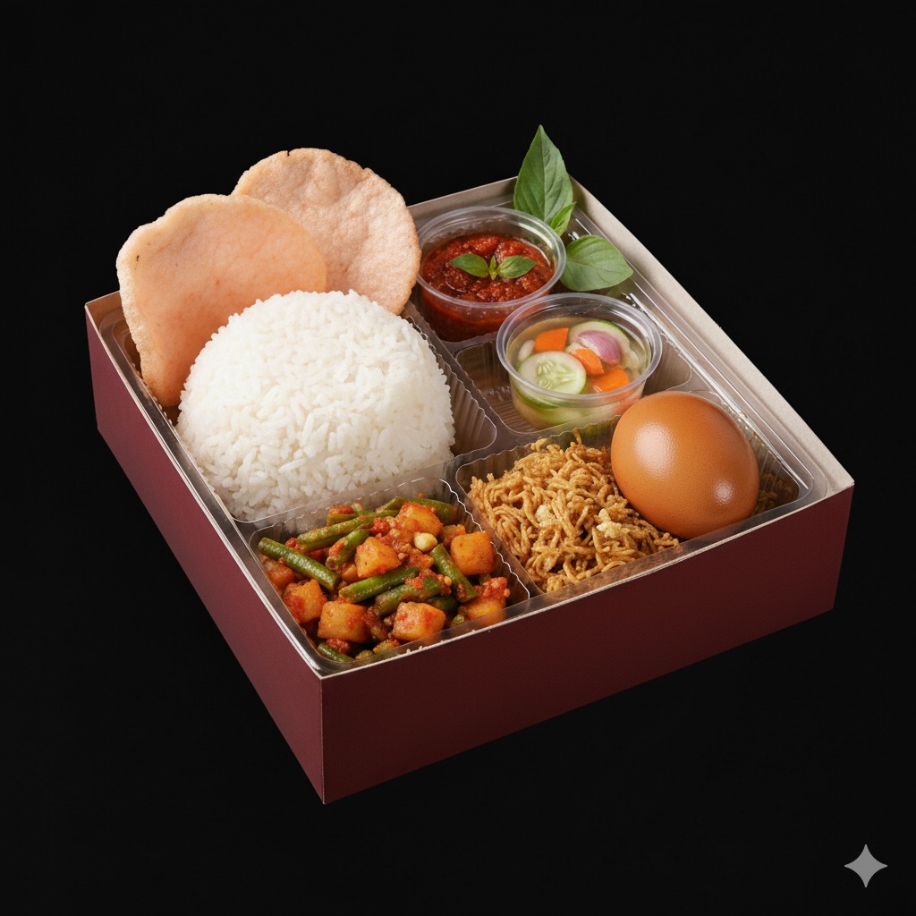 Paket Nasi D ( Paket nasi B + Krupuk Udang + telur )